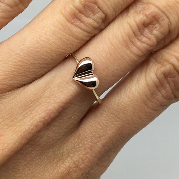 14K Real Two-Tone Gold Heart Ring